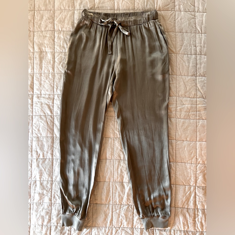 Revolve X Nation LTD Grey Satin Jogger Lounge Pants - Small